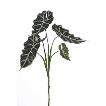 Alocasia Sanderiana en plastique MATHEA sur piquet, vert-blanc, 75cm