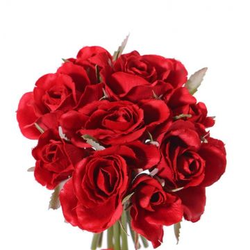 Bouquet de roses en soie ROSILA, rouge, 20cm, Ø15cm