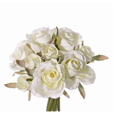 Bouquet de roses en soie ROSILA, blanc, 20cm, Ø15cm