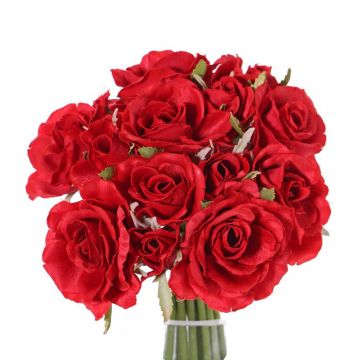Bouquet de roses en soie ROSILA, rouge, 25cm, Ø20cm