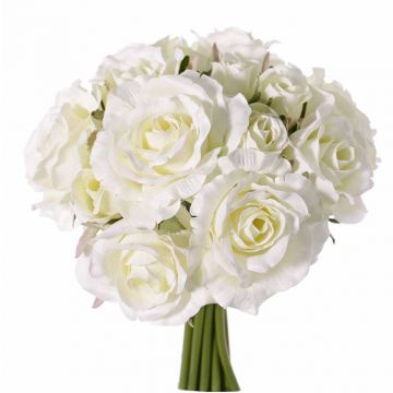 Bouquet de roses en soie ROSILA, blanc, 25cm, Ø20cm