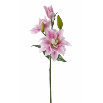 Lys artificiel ISALIE, rose-blanc, 80cm, Ø15cm