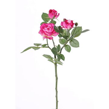 Branche de rose artificielle CORALEE, rose fuchsia, 50cm, Ø3-7cm