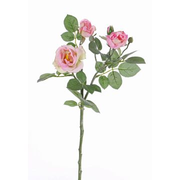 Branche de rose artificielle CORALEE, rose, 50cm, Ø3-7cm