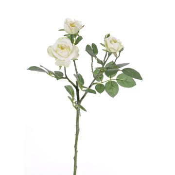 Branche de rose artificielle CORALEE, blanc-vert, 50cm, Ø3-7cm