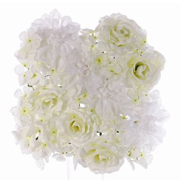 Tapis artificiel de roses, dahlias, hortensias EVOLET, blanc, 25x25cm