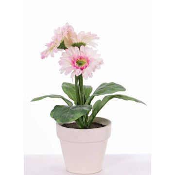 Gerbera artificiel SIMONE en pot décoratif, rose, 30cm, Ø9,5cm