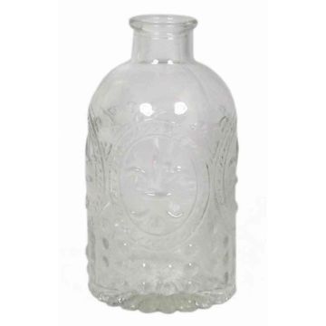 Vase bouteille en verre transparent URSULA avec motif, 12,5cm, Ø6,5cm