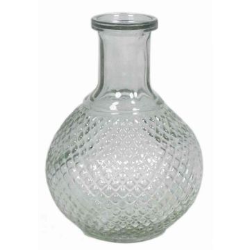 Bouteille en verre transparent DONKA avec motif losange, 15cm, Ø11cm