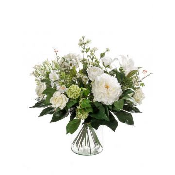 Bouquet de fleurs artificielles FEME, blanc-vert, 60cm, Ø40cm