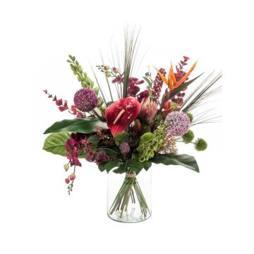 Bouquet de fleurs artificielles FEME, rouge-violet, 65cm, Ø40cm