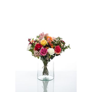 Bouquet de fleurs artificielles FEME, rose-orange, 45cm, Ø40cm