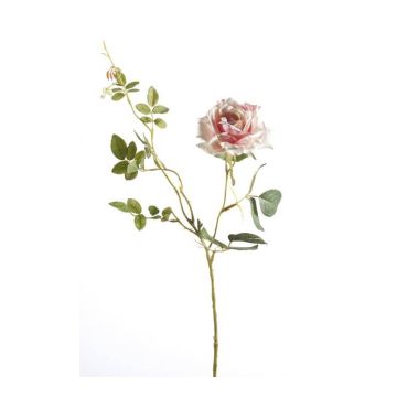 Branche de rose en tissu BEATA, rose-blanc, 75cm