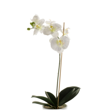 Orchidée Phalaenopsis artificielle ISIS, piquet, blanc, 60cm