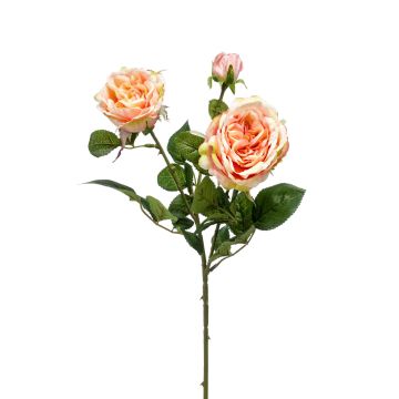 Branche de rose artificielle CALISTA, crème-rose, 60cm