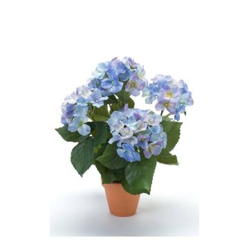 Hortensia artificiel JONE en pot en argile, bleu, 40cm