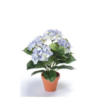 Hortensia en tissu LAIDA en pot en argile, bleu clair, 35cm