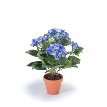 Hortensia en tissu LAIDA en pot en argile, bleu, 35cm