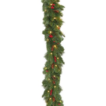 Guirlande de Noël artificielle BUCAREST, décorée, LEDs, 275cm, Ø30cm