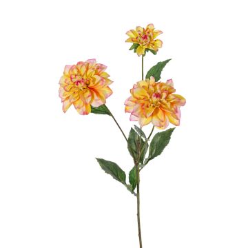 Dahlia artificiel ANJULIKA, jaune-rose, 75cm, Ø6-12cm