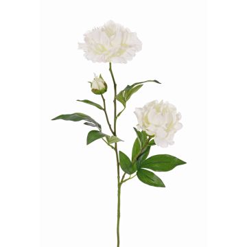 Fleur en tissu pivoine ONYX, blanc, 70cm, Ø10-13cm
