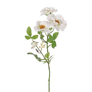 Rose sauvage artificielle BALOU, blanc, 60cm, Ø7-9cm