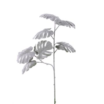 Branche de philodendron Monstera Deliciosa artificiel NUBIE, givré, gris, 70cm Branche de philodendron Monstera Deliciosa artificiel NUBIE, givré, gris, 70cm