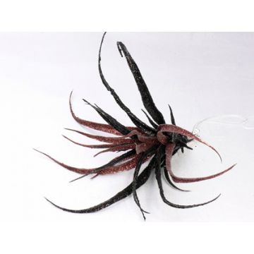 Tillandsia Stricta artificielle TESAK sur clip, paillettes, noir-marron, 17cm