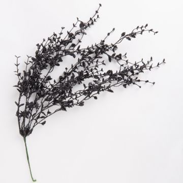 Buisson d'Helxine artificiel AZOR, piquet, paillettes, noir-argent, 55cm