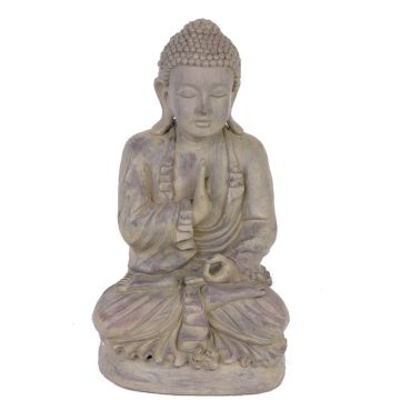 Figurine Bouddha grise SHANTA, assis méditant, 45cm