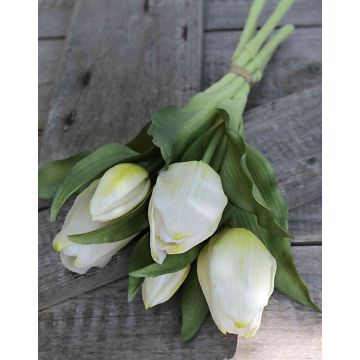 Bouquet de tulipes artificielles LEANA, blanc-vert, 30cm, Ø20cm