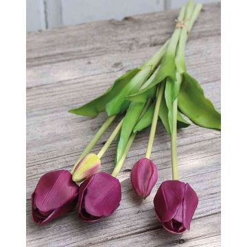 Bouquet de tulipes artificielles LONA, violet-vert, 45cm, Ø15cm