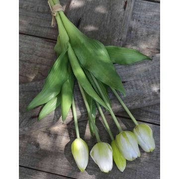 Bouquet de tulipes artificielles LONA, blanc-vert, 35cm, Ø15cm