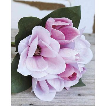 Bouquet de magnolias artificiel KAYLE, rose-rose fuchsia, 30cm