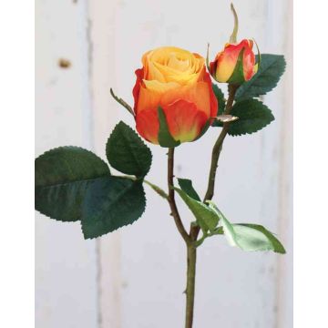 Rose artificielle RENESMEE, jaune-rouge, 45cm, Ø6cm