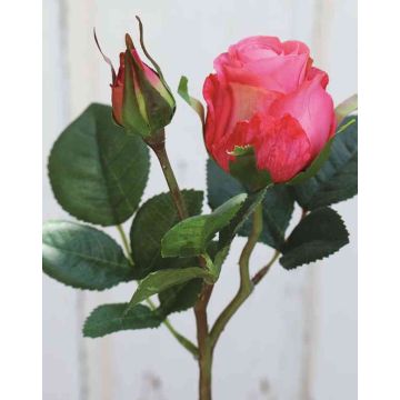 Rose artificielle RENESMEE, fuchsia, 45cm, Ø6cm
