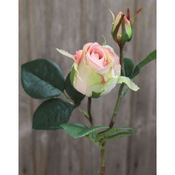 Rose artificielle RENESMEE, vert-rose, 45cm, Ø6cm