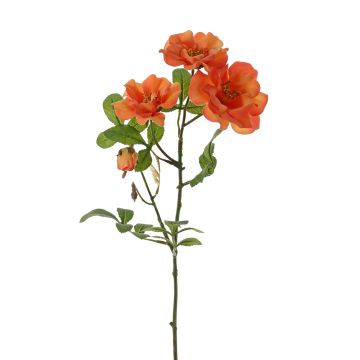 Rose sauvage artificielle BALOU, orange, 60cm, Ø7-9cm
