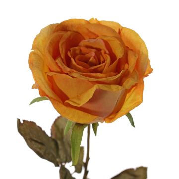 Rose artificielle NAJMA, orange-jaune, 65cm, Ø11cm