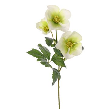 Rose de Noël artificielle AKRAB, vert-blanc, 45cm, Ø5-8cm