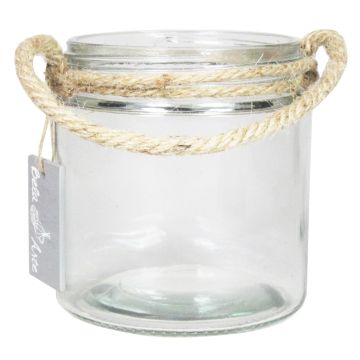 Bougeoir en verre KIAH avec anse, transparent, 12cm, Ø11cm