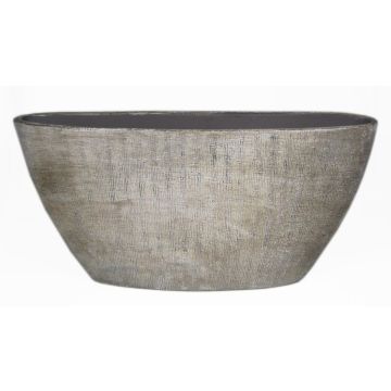 Coupe décorative bateau en céramique AGAPE avec veinure, blanc-marron, 73x17x36cm