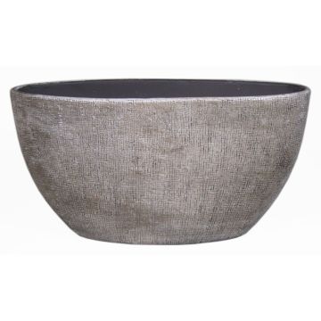 Pot de fleurs en céramique AGAPE ovale avec veinure, blanc-marron, 49x20x25cm