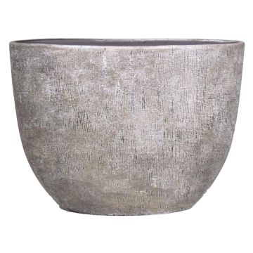 Pot de fleurs en céramique AGAPE ovale avec veinure, blanc-marron, 50x20x36cm