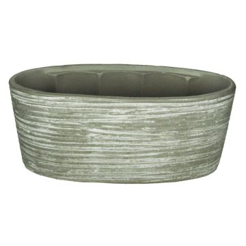 Coupe décorative en céramique ADELPHOS, ovale, rainures, gris-marron, 33x15x15cm