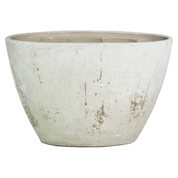 Pot pour orchidées en céramique ADELPHOS, ovale, aspect pierre, gris clair-blanc, 32x14,5x22,5cm