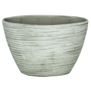 Pot pour orchidées en céramique ADELPHOS, ovale, rainures, blanc-gris clair, 32x14,5x22,5cm
