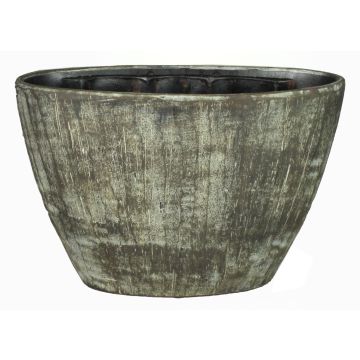 Pot pour orchidées en céramique RAKSCHA, lignes, marron-vert olive, 32x14,5x22,5cm