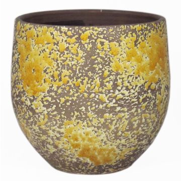 Cache-pot en céramique TSCHIL, rustique, dégradé, jaune ocre-marron, 16cm, Ø17cm