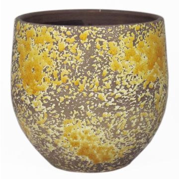 Cache-pot en céramique TSCHIL, rustique, dégradé, jaune ocre-marron, 20cm, Ø20cm